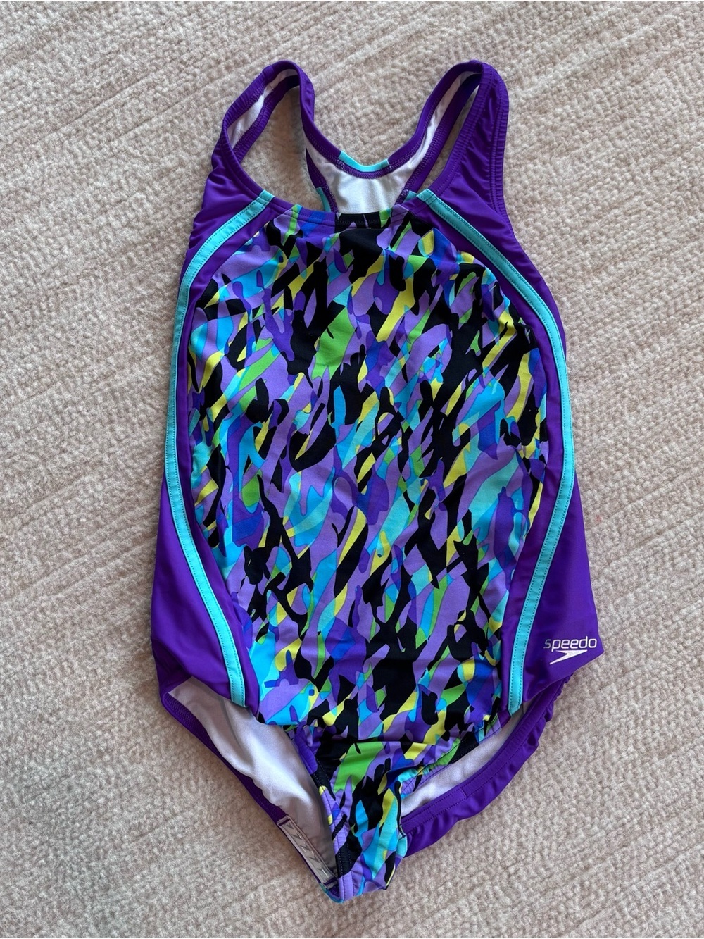 Speedo Purple Multicolor Racerback One-Piece Swimsuit
